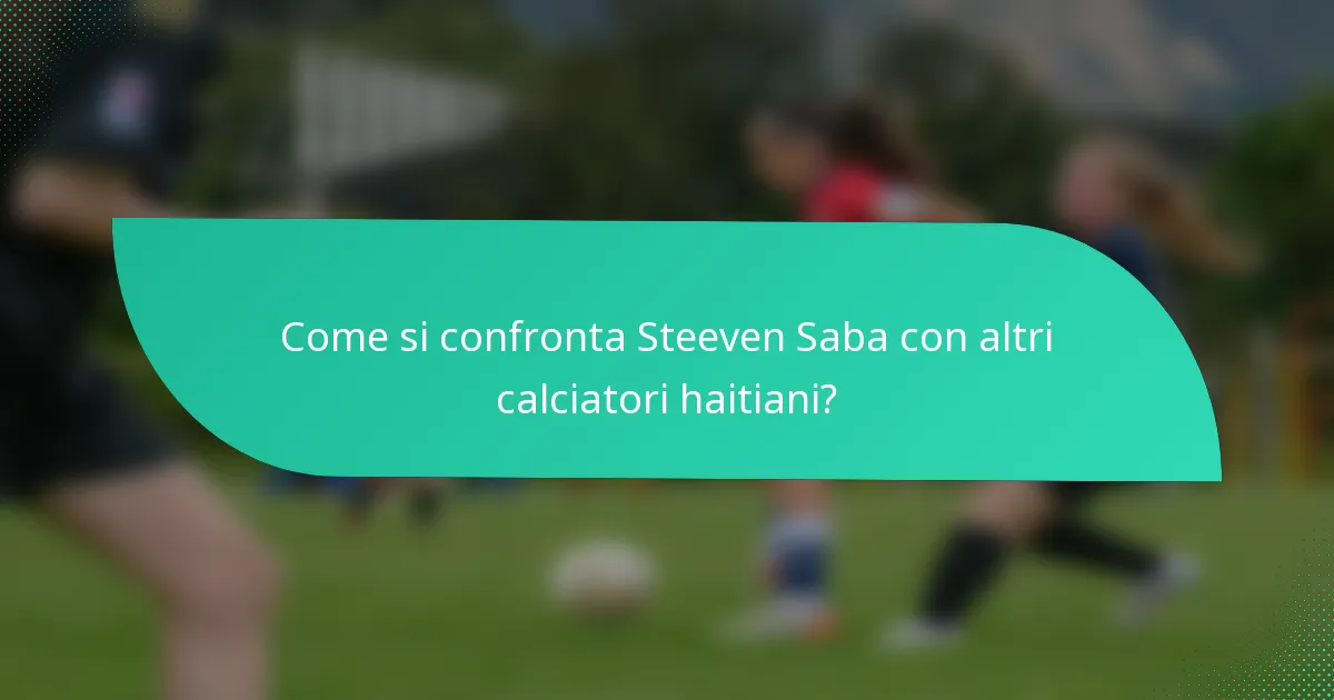 Come si confronta Steeven Saba con altri calciatori haitiani?