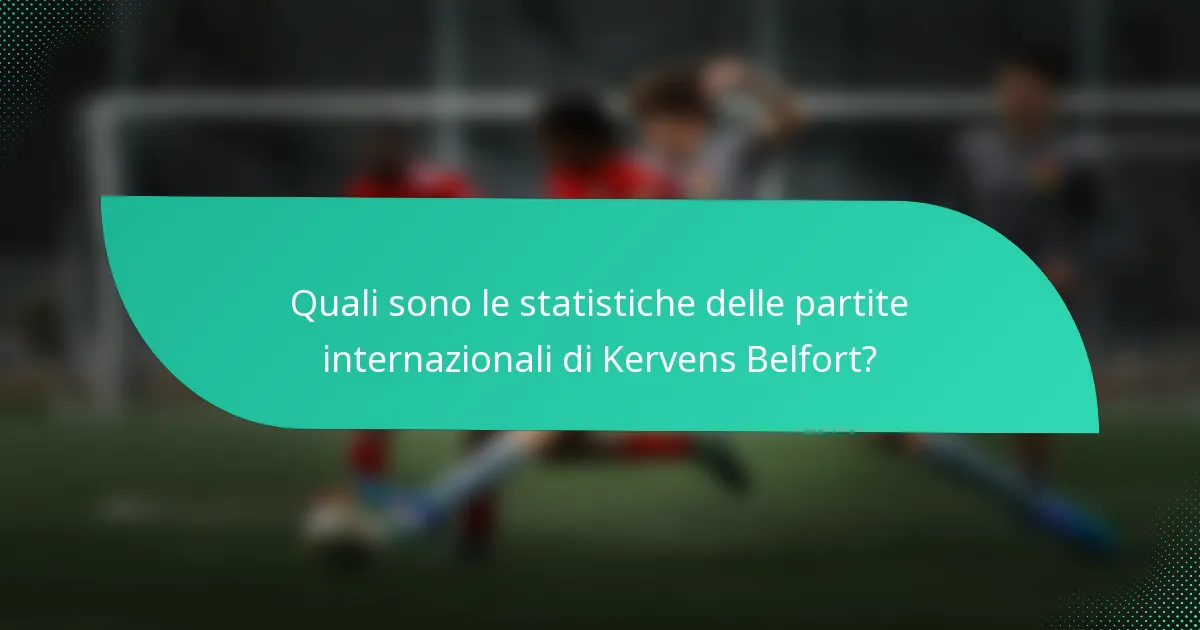 Quali sono le statistiche delle partite internazionali di Kervens Belfort?