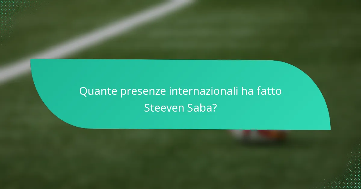 Quante presenze internazionali ha fatto Steeven Saba?